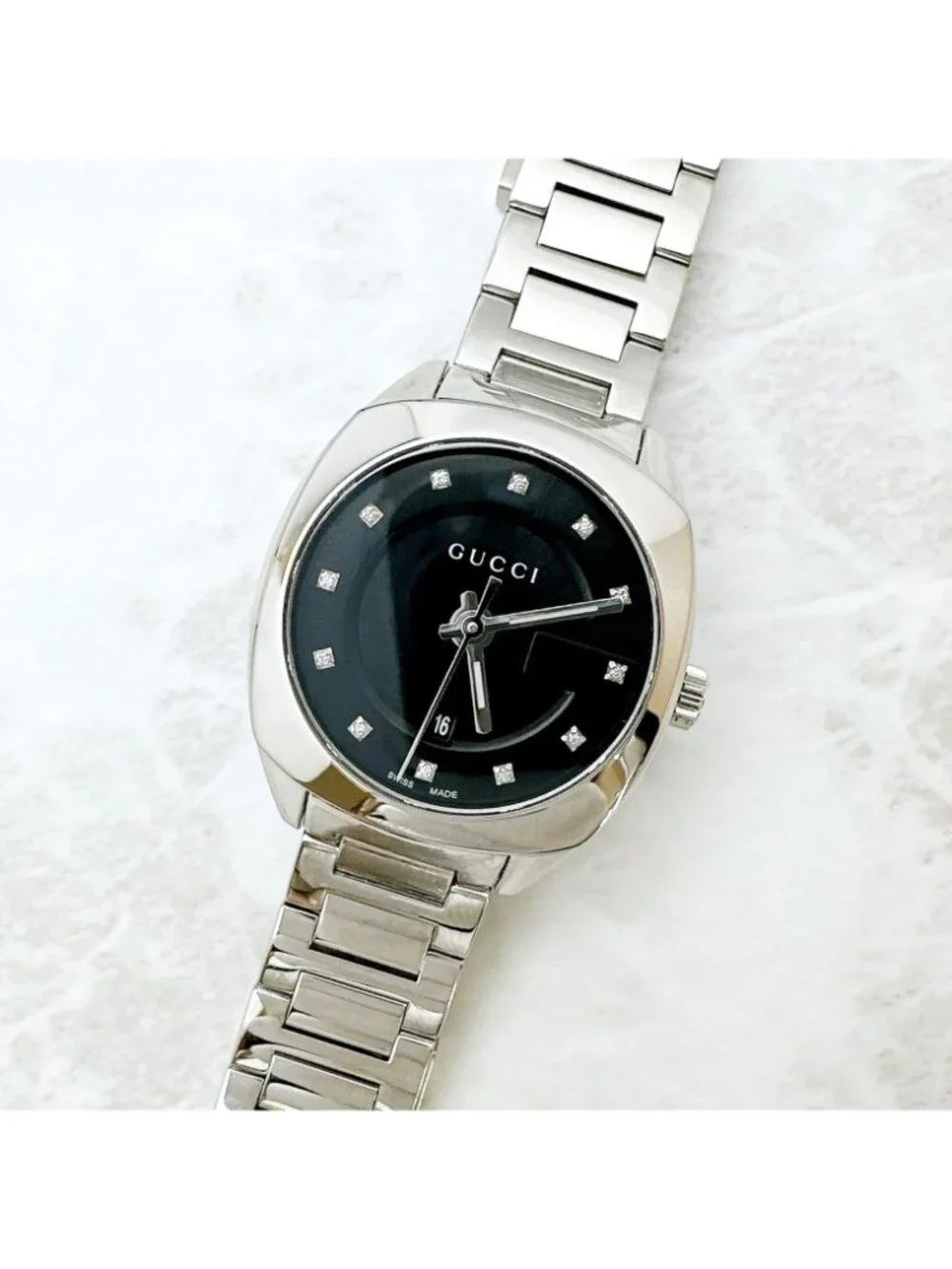 Gucci 142.5 Watch Diamond Quartz Stainless Steel 15.5
